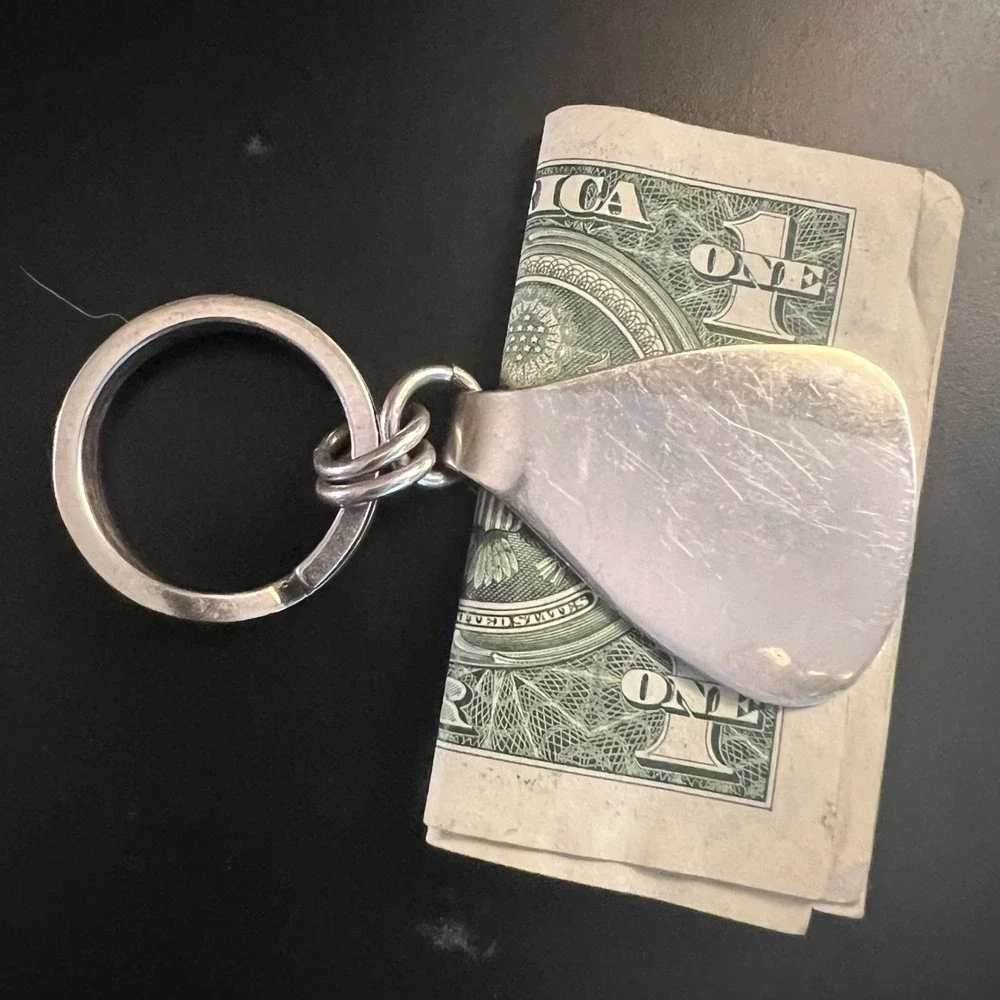Vintage Mexico 925 Sterling Silver Money Clip Key Ring Modernist 31g